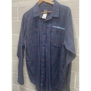 Patagonia New Belgium men's XL Organic Cotton long sleeve button-down Blue plaid